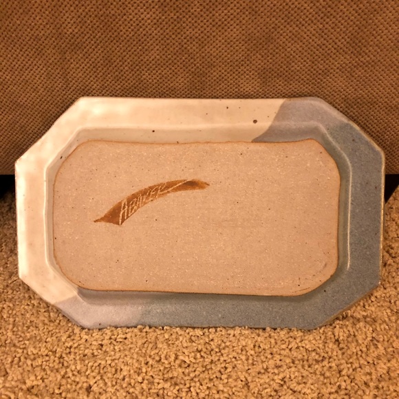 Handmade Pottery Dish 12" Blue Glazed signed - Picture 5 of 10